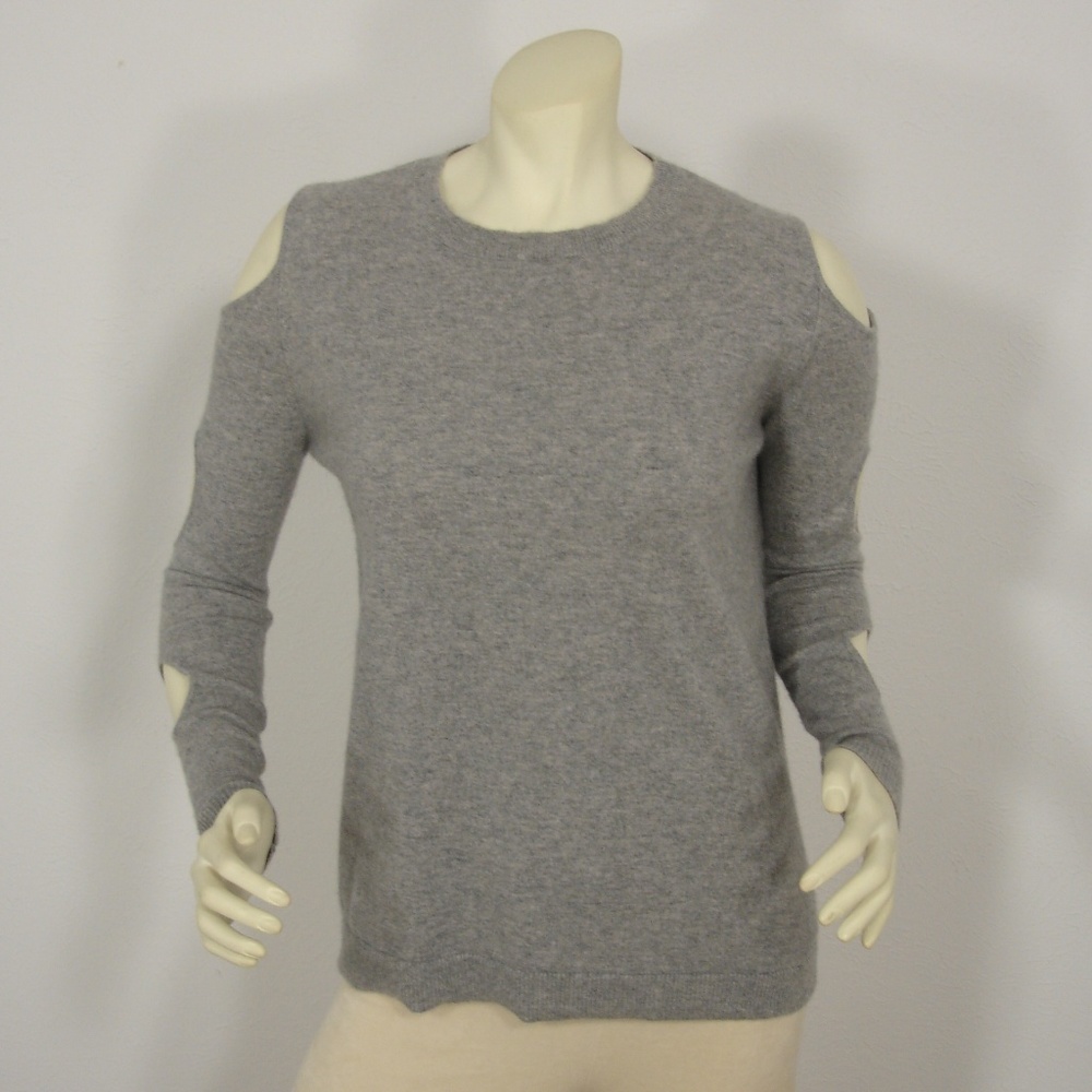7 SEASONS GRAY CASHMERE CUTOUT SLEEVES SWEATER S